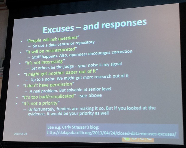 Excuses and responses for not making your data available